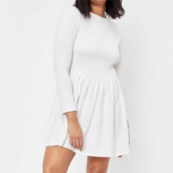 NWT Nasty Gal Plus Size Shirred Waist Mini Dress - Picture 1 of 10